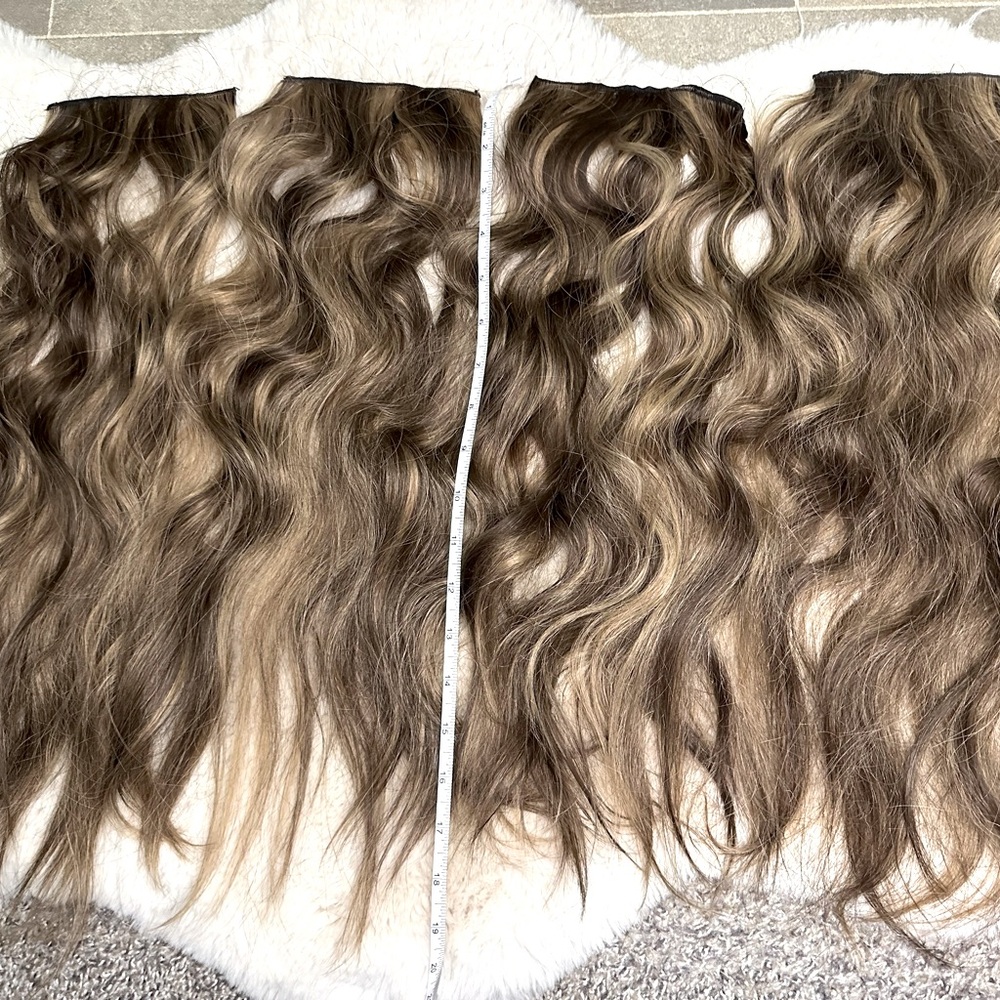 Synthetic clip in hair extensions ~brown with highlights